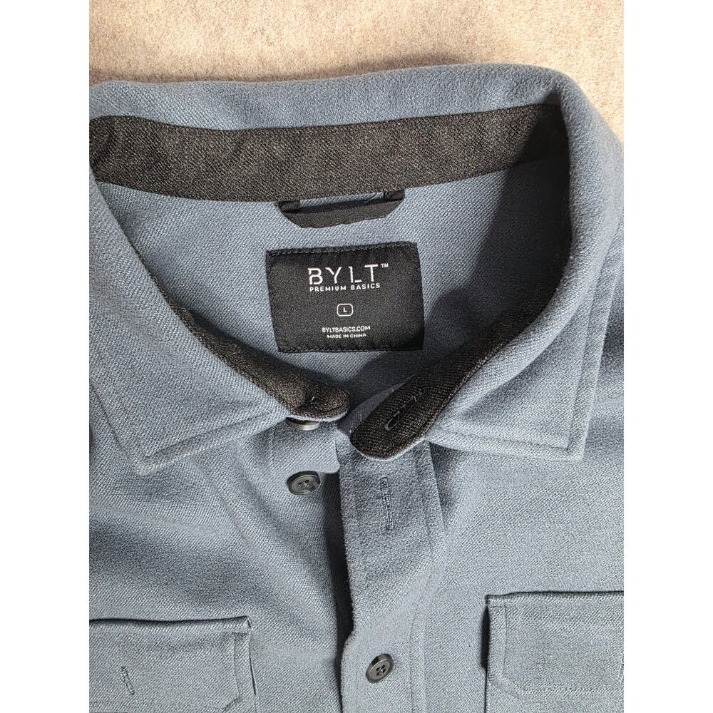 BYLT Utility Premium Basics Men's light Blue Button Down Shirt Jacket Shacket L - Picture 4 of 10